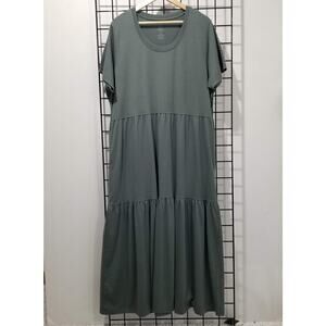 Woolx Dress Womens 1X Green Lucia T Shirt Maxi Merino Wool Stretch Casual